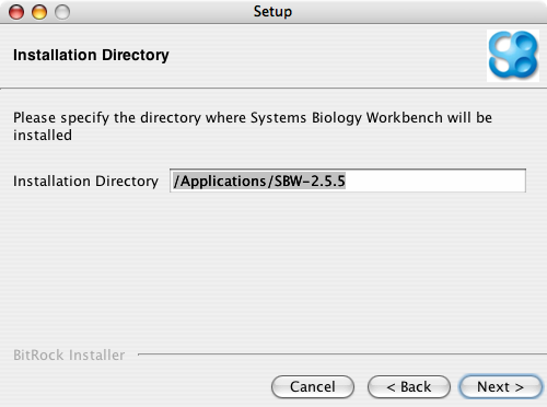 Choosing the installationdirectory
